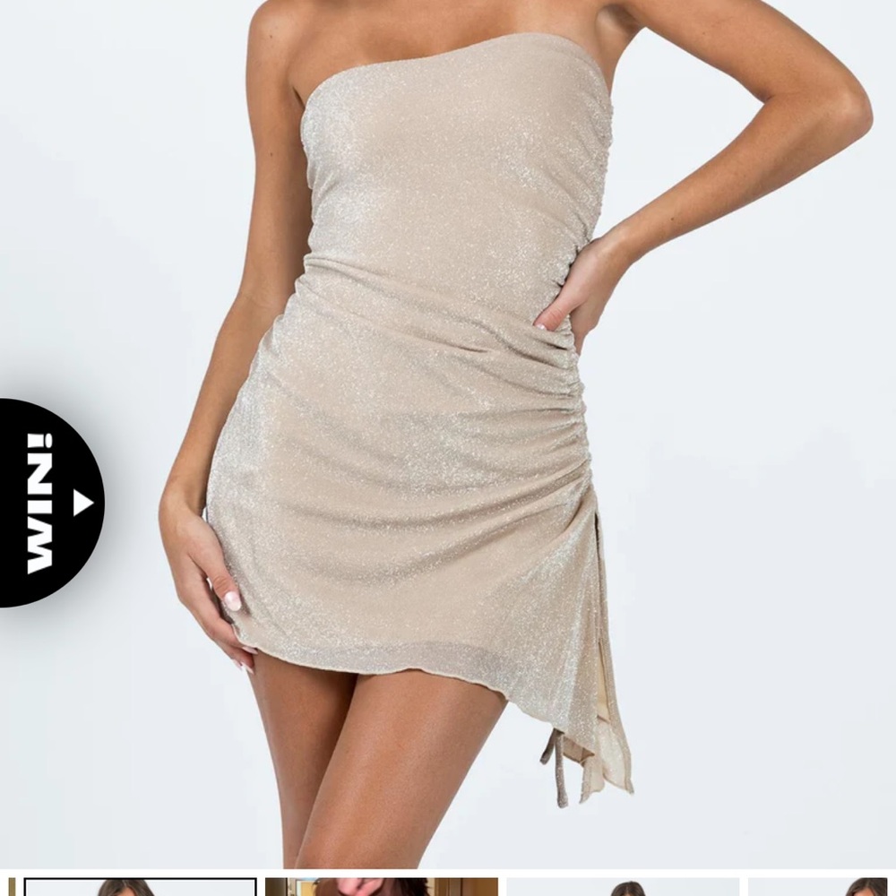 Champagne strapless dress size 4